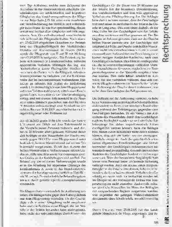 Vorschauseite 2: Zur Haftung eines Altenheimbetreibers für die Verbrühung eines Heimbewohners