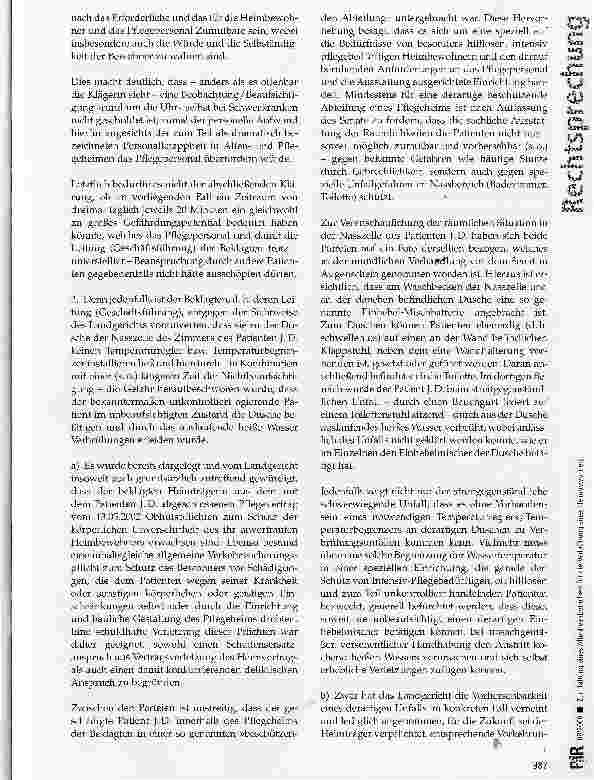 Vorschauseite 4: Zur Haftung eines Altenheimbetreibers für die Verbrühung eines Heimbewohners