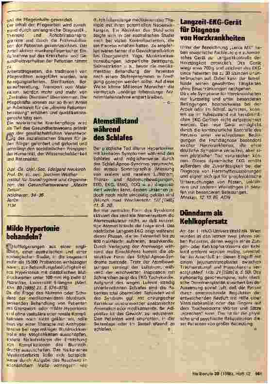 Vorschauseite 3: Zu Stand und Entwicklung der Leitung und Organisation der Krankenpflege