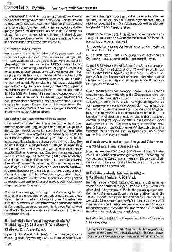Vorschauseite 3: Was bringt das Vertragsarztrechtsänderungsgesetz Neues für die Krankenhäuser?