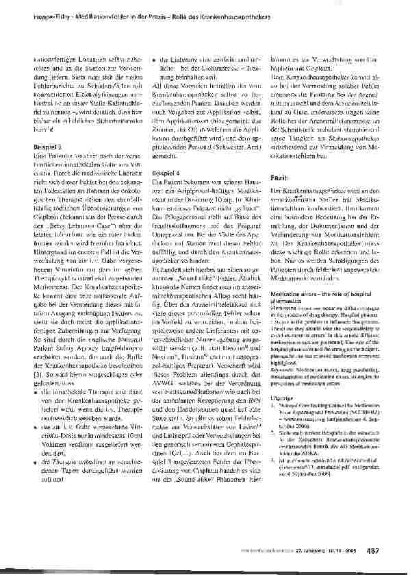Vorschauseite 3: Medikationsfehler in der Praxis - Rolle des Krankenhausapothekers