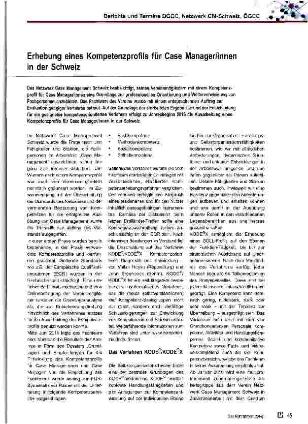 Vorschauseite 1: Erhebung eines Kompetenzprofils für Gase Manager/innen in der Schweiz