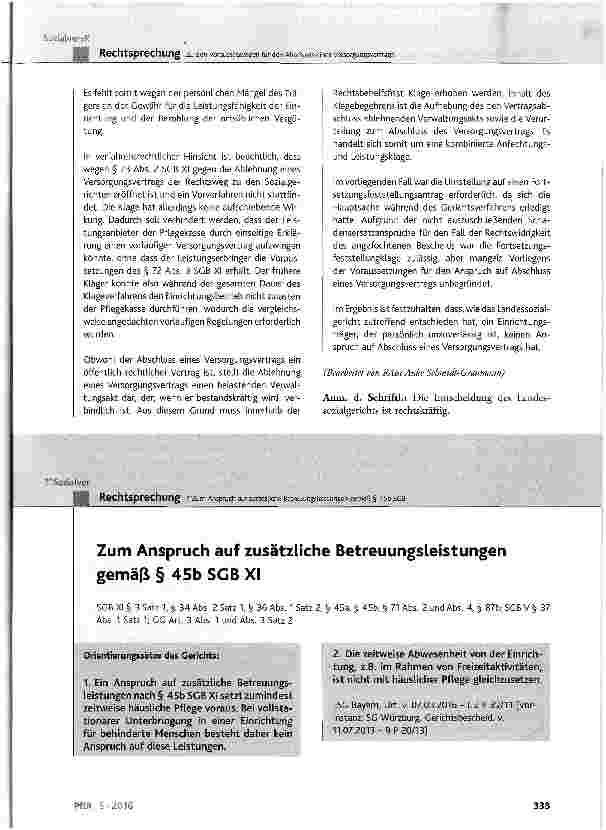 Vorschauseite 1: Zum Anspruch auf zusätzliche Betreuungsleistungen gemäß § 45b SGB XI