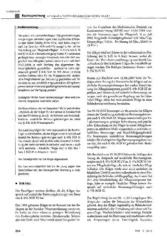 Vorschauseite 2: Zum Anspruch auf zusätzliche Betreuungsleistungen gemäß § 45b SGB XI