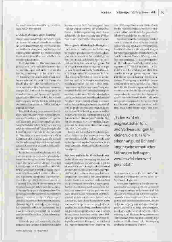 Vorschauseite 2: Psychosomatische Medizin heute
