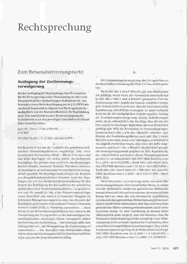 Vorschauseite 1: Auslegung der Zustimmungsverweigerung