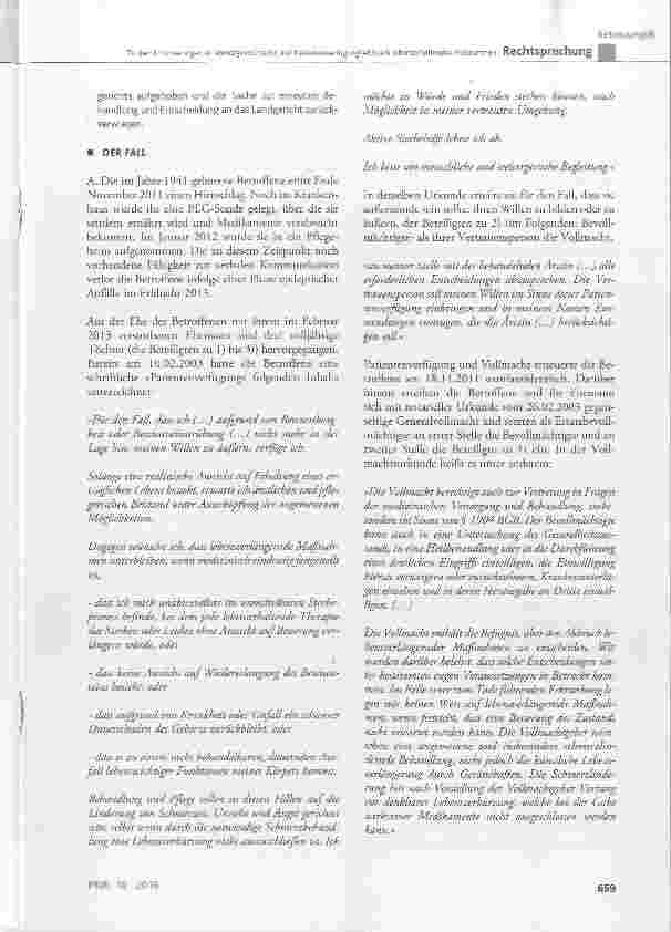 Vorschauseite 2: Zu den Anforderungen an VorsorgevoUmacht und Patientenverfügung im Zusammenhang mit dem Abbruch lebenserhaltender Mafßnahmen