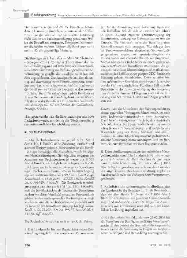 Vorschauseite 3: Zu den Anforderungen an VorsorgevoUmacht und Patientenverfügung im Zusammenhang mit dem Abbruch lebenserhaltender Mafßnahmen