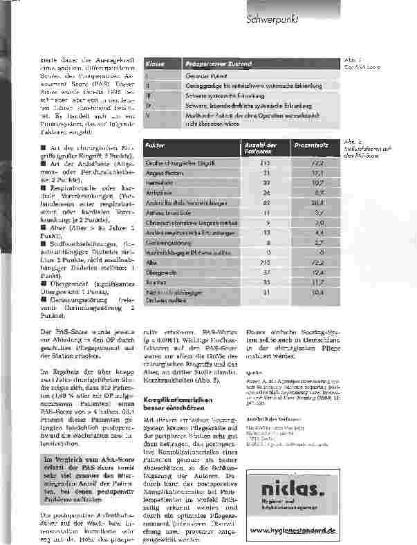 Vorschauseite 2: Der präoperative Assessment ScoreEin sinnvolles Instrument zur Einschätzung postoperativer Komplikationen
