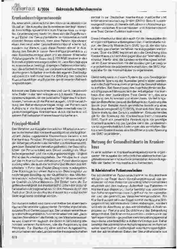 Vorschauseite 5: Elektronische Heilberufsausweise: Herausgabe und Nutzung im Krankenhaus