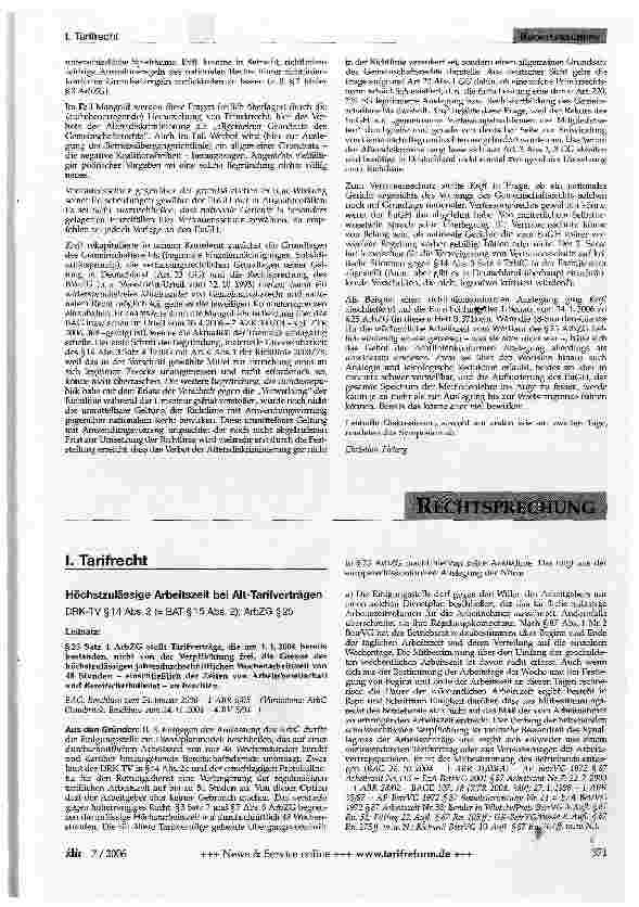 Vorschauseite 1: RECHTSPRECHUNG - TARIFRECHT
