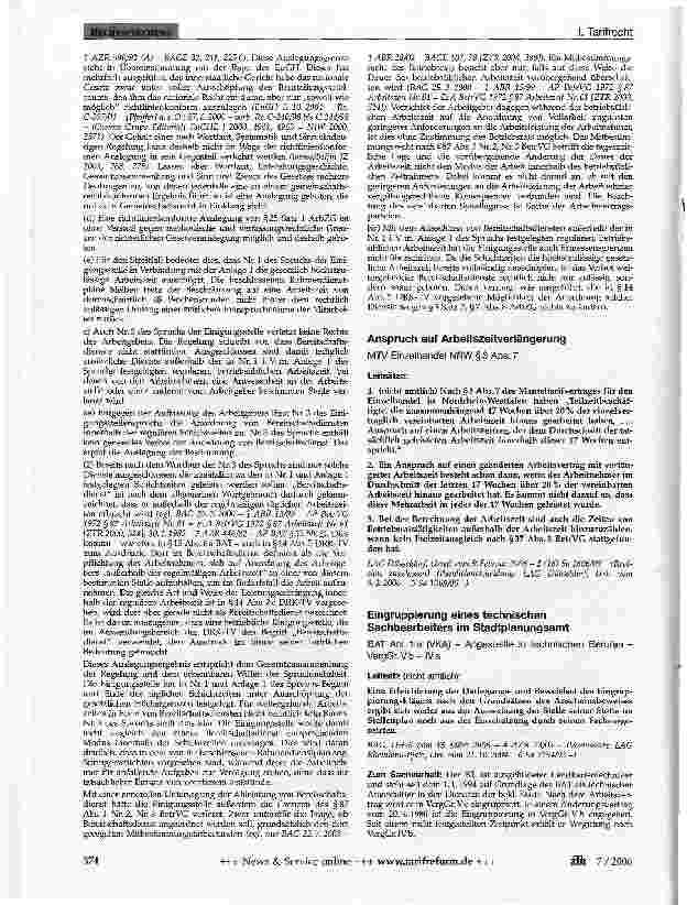Vorschauseite 4: RECHTSPRECHUNG - TARIFRECHT