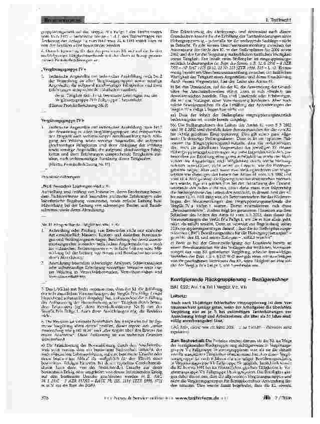 Vorschauseite 6: RECHTSPRECHUNG - TARIFRECHT