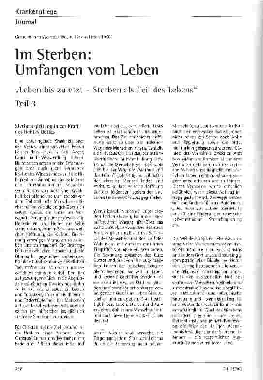 Vorschauseite 1: Im Sterben: Umfangen vom Leben Leben bis zuletzt - Sterben als Teil des Lebens Teil 3