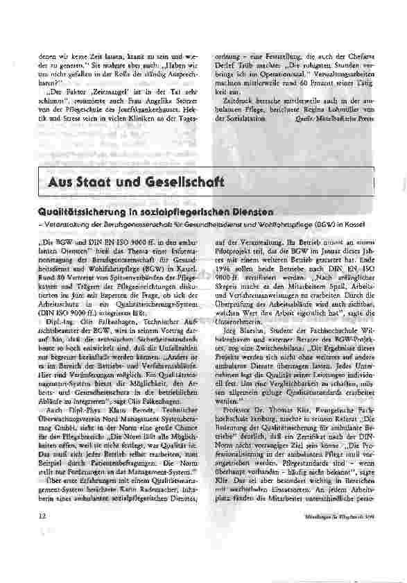 Vorschauseite 2: Pfleger wollen ihr Berufsbild aufbessern Podiumsdiskussion am Josefskrankenhaus in Offenburg