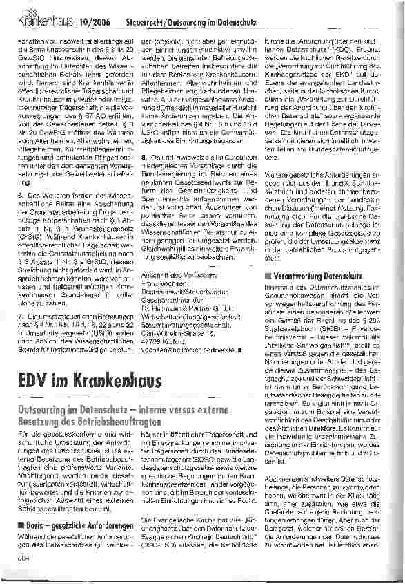 Vorschauseite 1: Outsourdng im Datenschutz - interne versus externe Besetzung des Betriebsbeauftragten