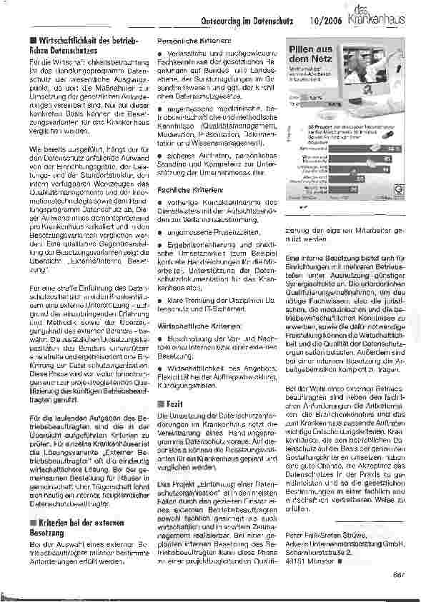 Vorschauseite 4: Outsourdng im Datenschutz - interne versus externe Besetzung des Betriebsbeauftragten