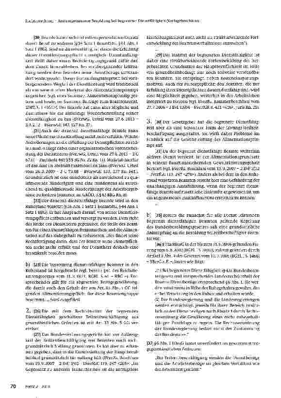 Vorschauseite 3: Amtsangemessene Besoldung bei begrenzter Dienstfähigkeit (Vorlagebeschluss)