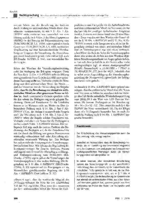 Vorschauseite 5: Zur rechnerischen Ermittlung einer Gesamtnote für den mündlichen Teil der Examensprüfung