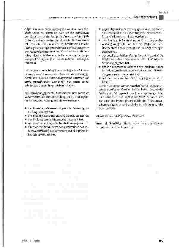 Vorschauseite 6: Zur rechnerischen Ermittlung einer Gesamtnote für den mündlichen Teil der Examensprüfung