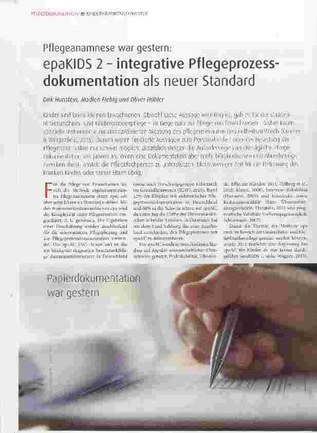 Vorschauseite 1: Pflegeanamnese war gestern: epaKIDS 2 - integrative Pflegeprozessdokumentation als neuer Standard