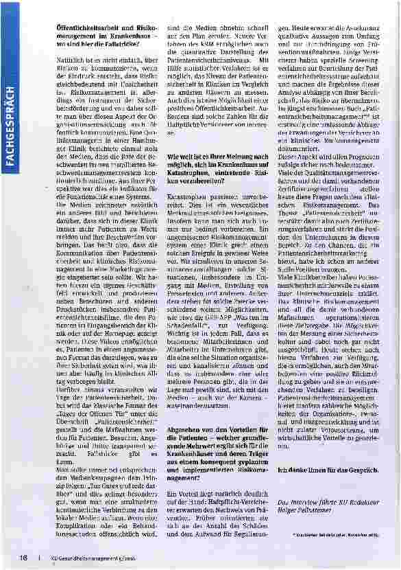 Vorschauseite 4: Klinisches Risikomanagement ist nicht Kür, sondern Pflicht