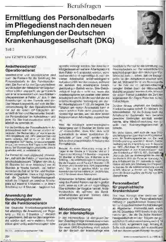 Vorschauseite 1: Ermittlung des Personalbedarfs im Pflegedienst nach den neuen Empfehlungen der DKG