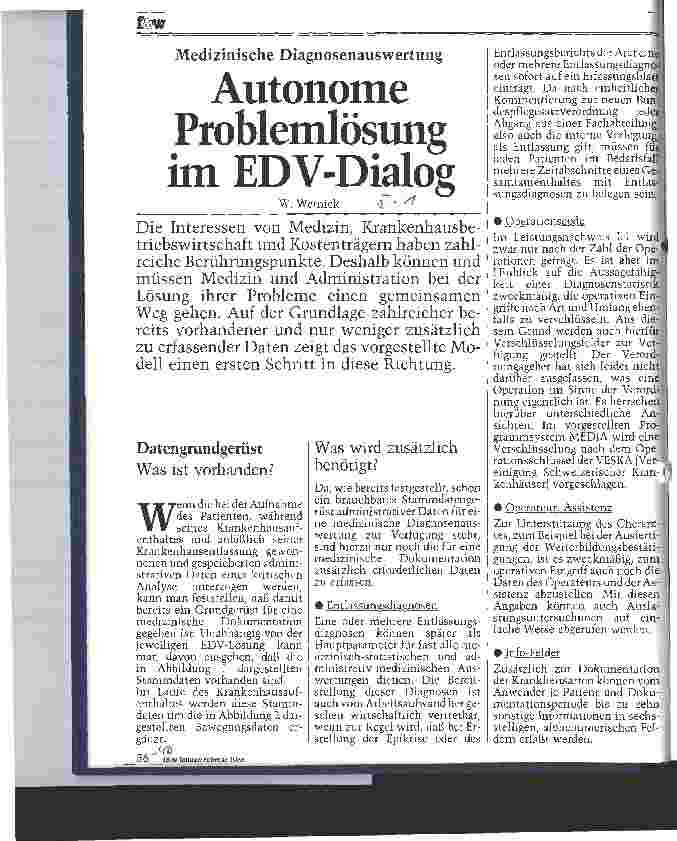 Vorschauseite 1: Medizinische Diagnosenauswertung Autonome Problemlösung im EDV-Dialog