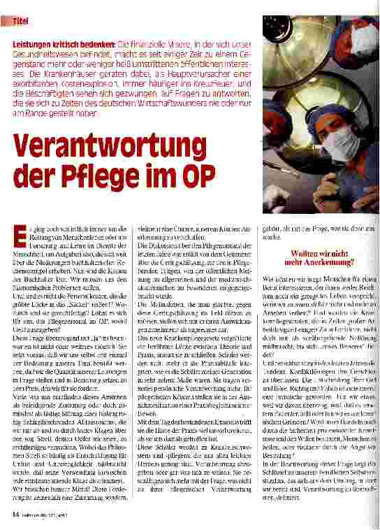Vorschauseite 1: Verantwortung der Pflege im OP
