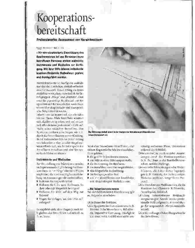 Vorschauseite 1: KooperationsbereitschaftProfessionelles Assessment uon Harninkontinenz