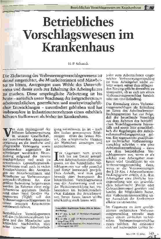Vorschauseite 1: Betriebliches Vorschlagwesen im Krankenhaus