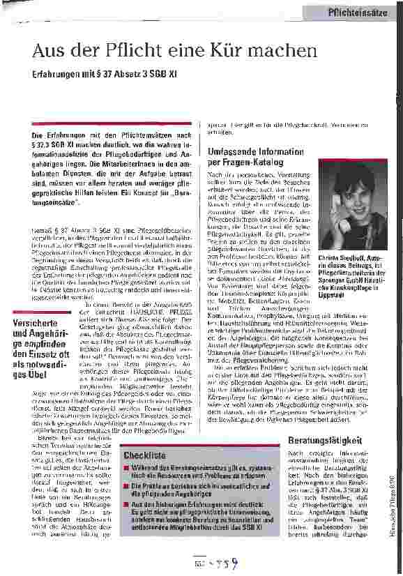 Vorschauseite 1: Aus der Pflicht eine Kür machen Erfahrungen mit § 37 Absatz 3 SGB 11
