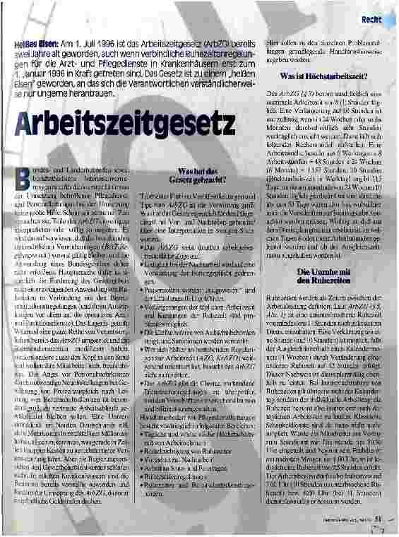 Vorschauseite 1: Arbeitszeitgesetz