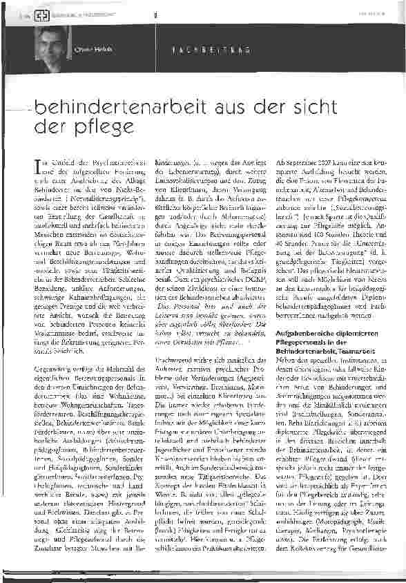 Vorschauseite 1: Behindertenarbeit aus der sicht der Pflege