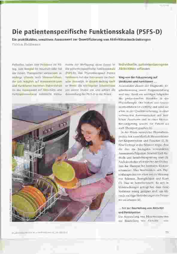 Vorschauseite 1: Die patientenspezifische Funktionsskala (PSFS-D)