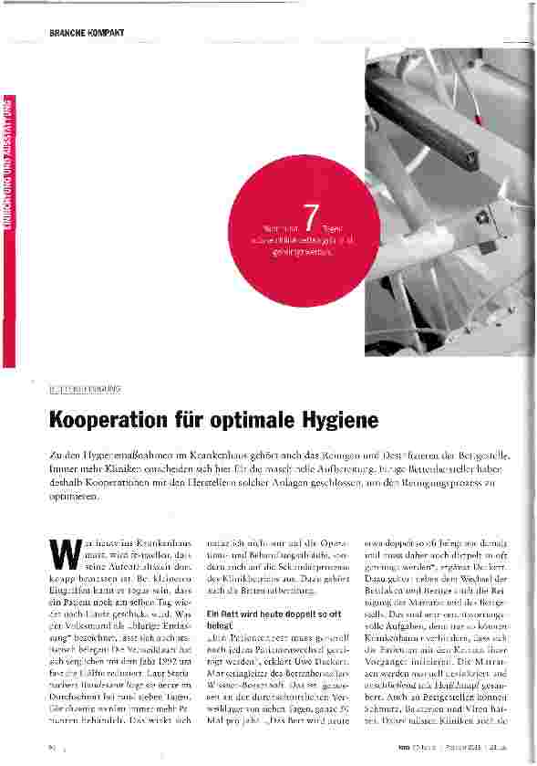 Vorschauseite 1: Kooperation für optimale Hygiene