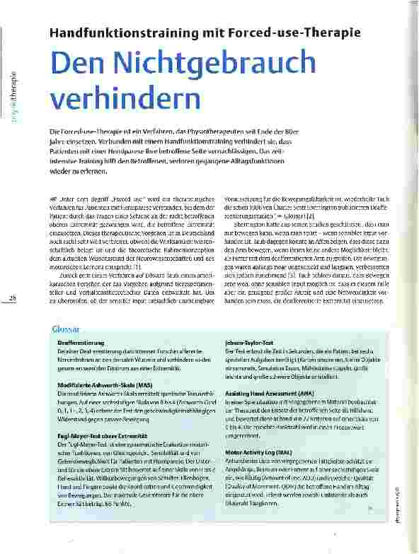 Vorschauseite 1: Handfunktionstraining mit Forced-use-TherapieDen Nichtgebrauch verhindern
