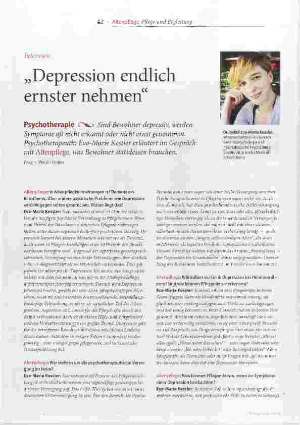 Vorschauseite 1: Depression endlich ernster nehmen