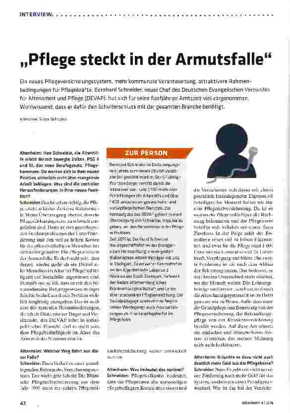 Vorschauseite 1: Pflege steckt in der Armutsfalle
