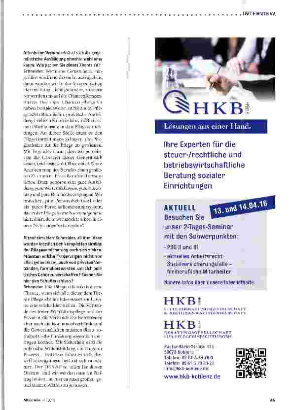 Vorschauseite 4: Pflege steckt in der Armutsfalle