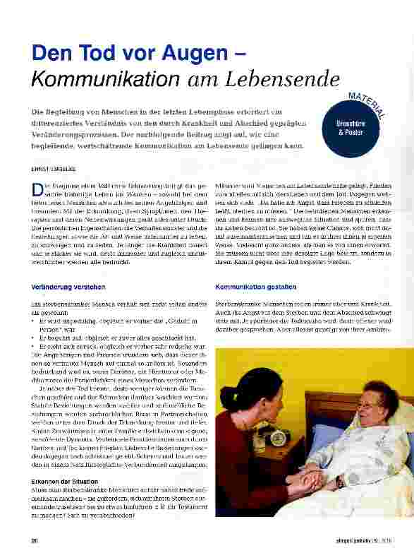 Vorschauseite 1: Den Tod vor Augen - Kommunikation am Lebensende