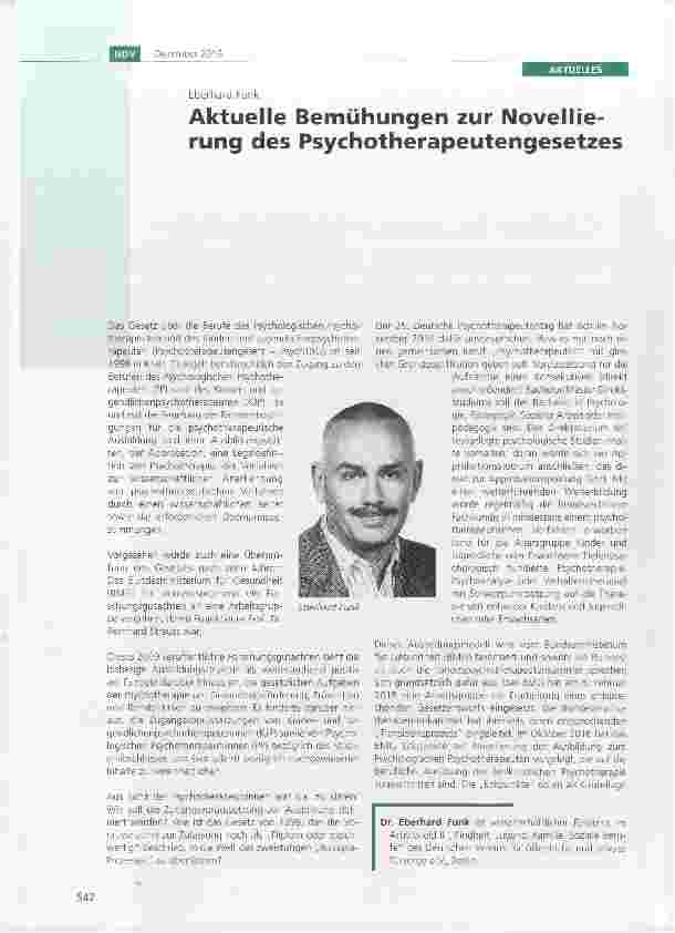 Vorschauseite 1: Aktuelle Bemühungen zur Novellierung des Psychotherapeutengesetzes