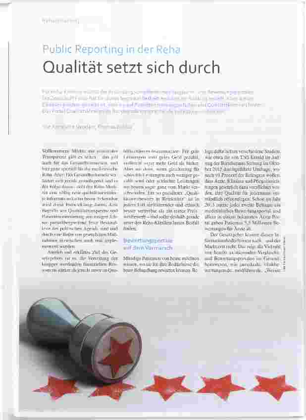 Vorschauseite 1: Public Reporting in der Reha Qualität setzt sich durch