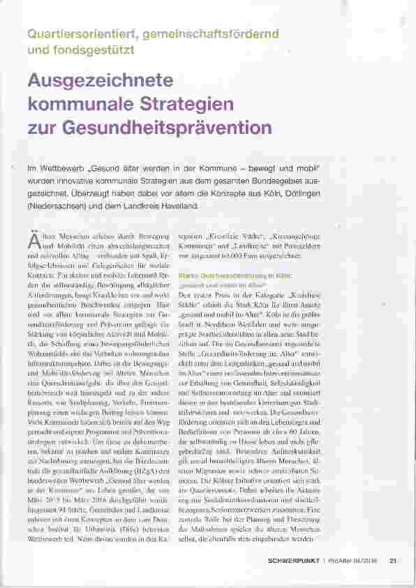Vorschauseite 1: Ausgezeichnete kommunale Strategien zur Gesundheitsprävention