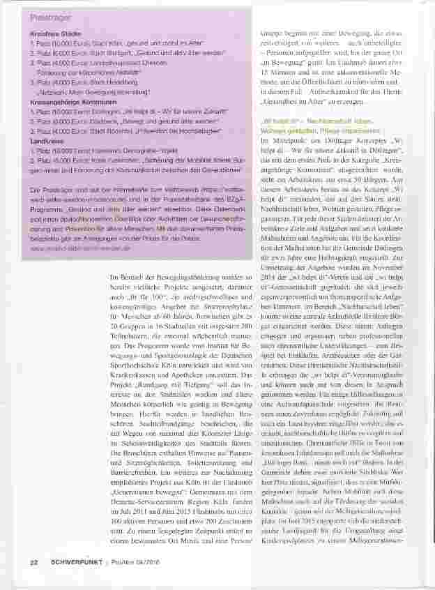 Vorschauseite 2: Ausgezeichnete kommunale Strategien zur Gesundheitsprävention