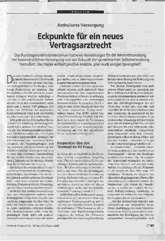 Vorschauseite 1: Ambulante VersorgungEckpunkte für ein neues Vertragsarztrecht