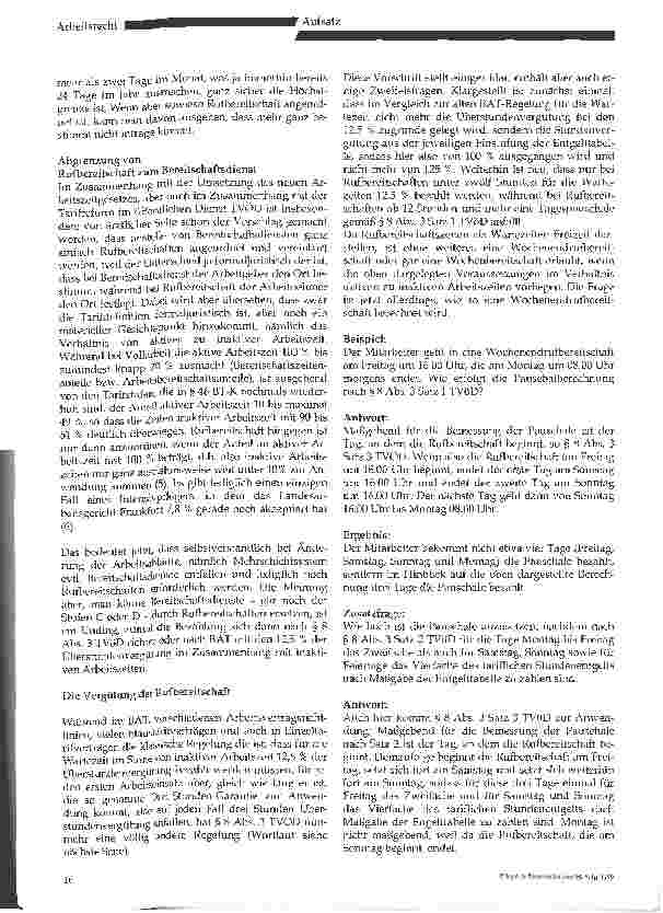 Vorschauseite 3: Rechtsfragen bei der Rufbereitschaft