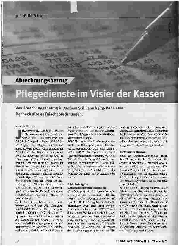 Vorschauseite 1: Pflegedienste im Visier der Kassen
