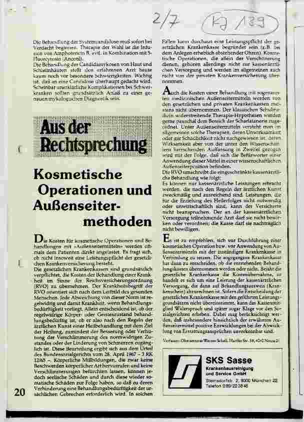 Vorschauseite 1: Kosmetische Operationen und Außenseitermethoden