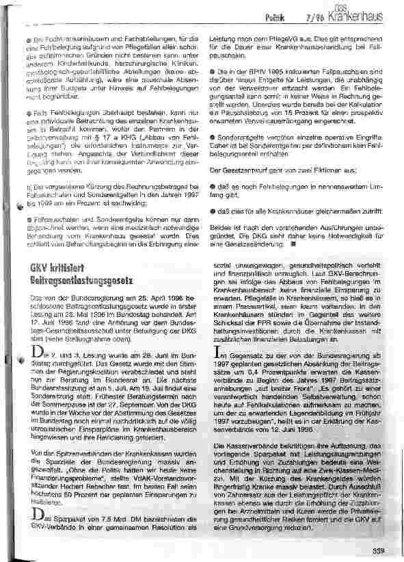 Vorschauseite 2: DKG: fehlbelegung im Krankenhaus ist abgebaut